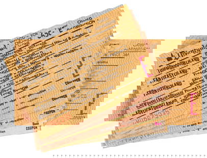 A Disneyland “E" Ticket Collection.: (Disneyland, 1961-72) A collection of 13 Disneyland “E” Tickets, including five Child, four Junior, three Adult, and one all-ages ticket. The earliest ticket is a Child’s from 1961, and the