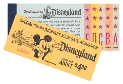 A Disneyland Main Gate Admission Ticket & Ticket Book.