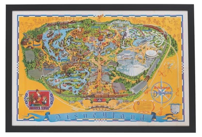 A Framed 1974 Disneyland Souvenir Map.