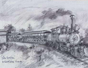 A Sam McKim Signed Fred Gurley Locomotive Lithograph.