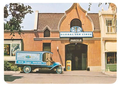 A Disneyland Global Van Lines Postcard.
