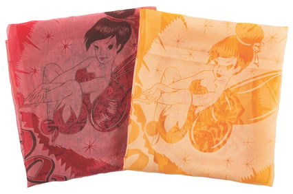 A Pair of Rayon Disneyland Tinker Bell Scarves.
