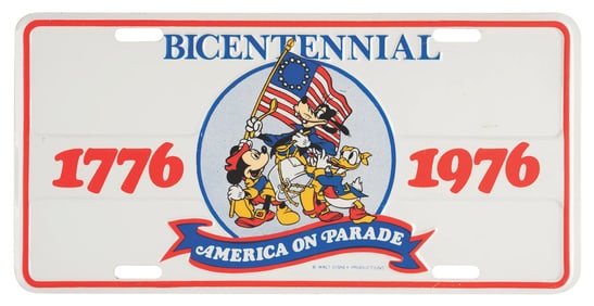 An America on Parade Souvenir License Plate.