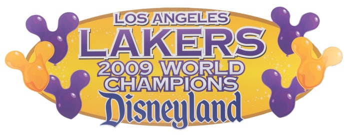 A Los Angeles Lakers 2009 World Champions Disneyland Sign.