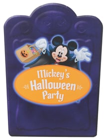A Mickey's Halloween Party Sign.