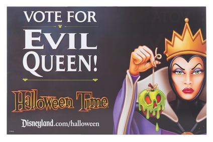 A "Vote for Evil Queen" Halloween Time Sign.