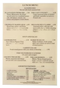 A Cafe Orleans Lunch Menu Display Sign.
