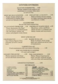 A Cafe Orleans Dinner Menu Display Sign.