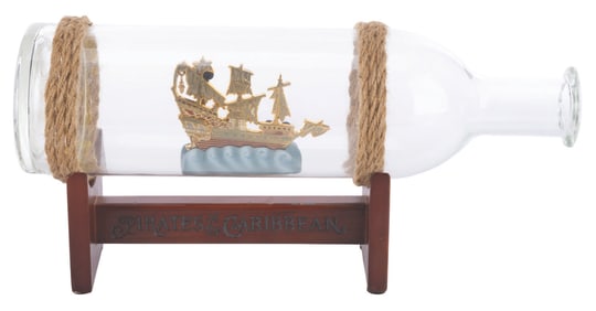 A Pirates of the Caribbean Ship Pin in Bottle.