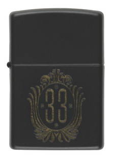A Club 33 Zippo Lighter.: (Disneyland, 2000s) A Club 33 lighter manufactured by Zippo and featuring the exclusive Club's pre-2014 gold logo on the front. Measuring 1.5” x 2.25” in a 2.5” x 3.25” Zippo c
