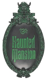 A Haunted Mansion 45th Anniversary Gate Plaque.