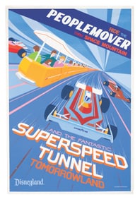 A PeopleMover SuperSpeed Tunnel Attraction Poster.