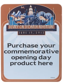 A Disney’s California Adventure Product Purchase Sign.