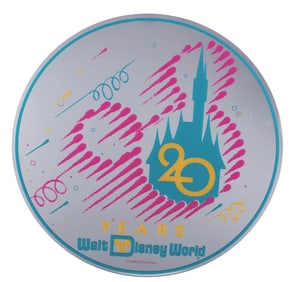 A Walt Disney World 20 Years Mirrored Sign.