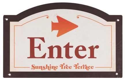 A Sunshine Tree Terrace “Enter" Sign.