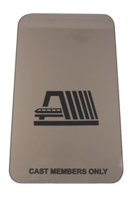 A Contemporary Resort Cast Member Only Glass Sign.