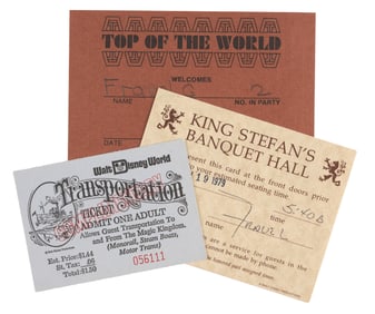 A Pair of Restaurant Reservation Cards and Transportation Ticket.