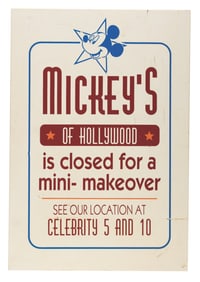 A Mickey's of Hollywood Closed for Remodeling Sign.