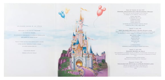 A Pair of Euro Disneyland Grand Opening Invitations.