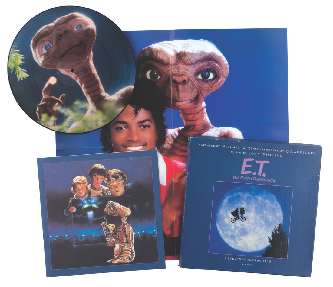 An "E.T. the Extra-Terrestrial" Picture Disc Soundtrack and Storybook Set.: (MCA, 1982) An "E.T. the Extra-Terrestrial" Picture Disc Soundtrack and a Story of the Film Box Set.. The 12" picture disc features the film’s score by composer John Williams. The box set includes a