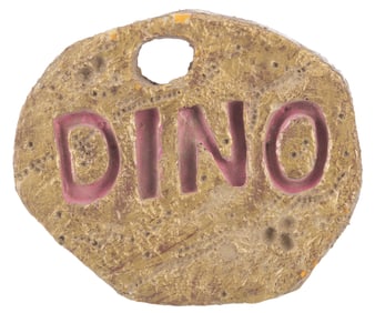 A Live-Action "The Flintstones" Dino Name Tag Prop.