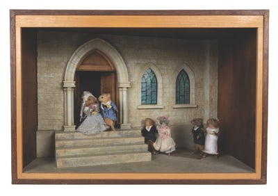 A "Dinner for Schmucks" Prop Taxidermy Mouse Diorama.
