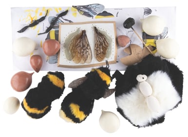 A Pair of "Marcel the Shell with Shoes On" Bee Puppets.