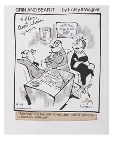 Signed "Grin & Bear It" Original Comic Art.
