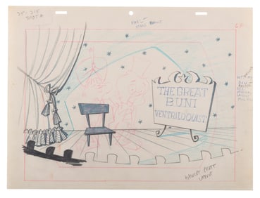 A Hawley Pratt Signed "The Bugs Bunny Show" Layout Drawing.