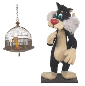 An Animated Sylvester and Tweety Bird Display Figure.