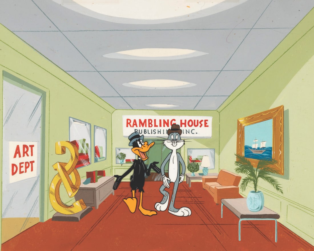 A "1001 Rabbit Tales" Original Production Cel and Background. (1 of 2)