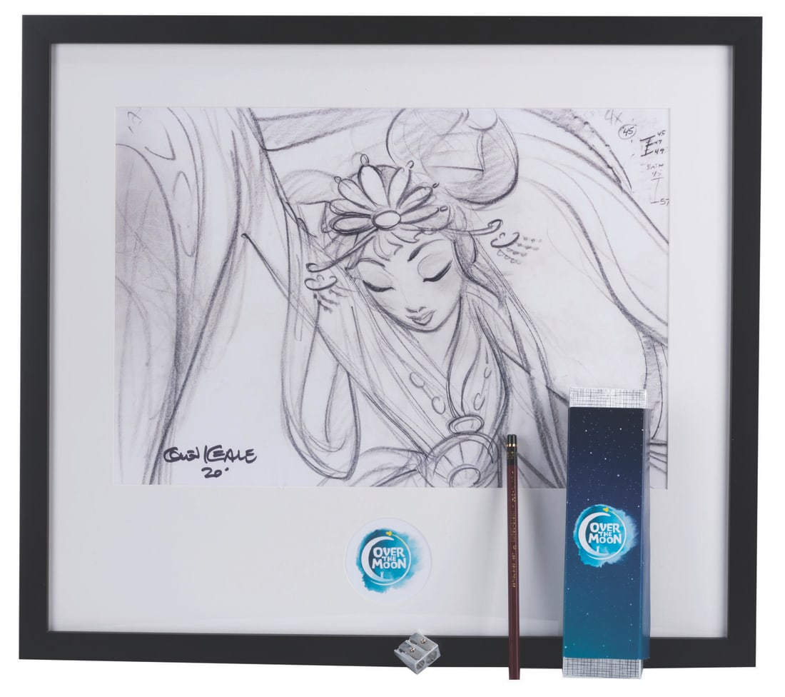 A Glen Keane Signed "Over the Moon" Print.: (Netflix, 2020) An "Over the Moon" limited edition print of a Glen Keane production drawing. Keane’s directorial debut, the CGI film features a sequence of hand-drawn animation by Keane himself tell