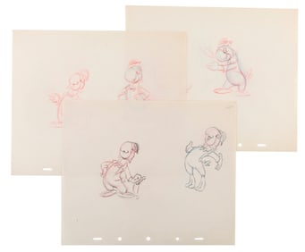 Three José Carioca Character Development Drawings.