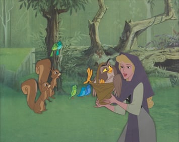 A Walt Disney Signed "Sleeping Beauty" Original Production Cel and Background.