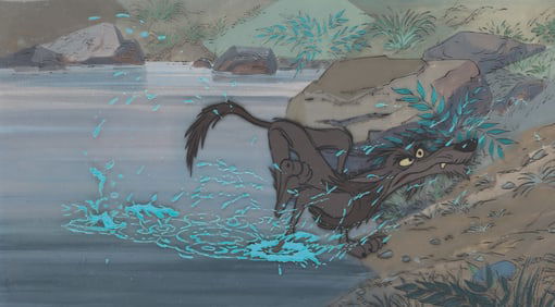 A "Sword in the Stone" Production Cel and Background.