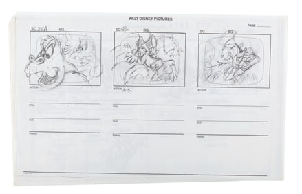 A Collection of "DuckTales" and "TaleSpin" Storyboard Pages.