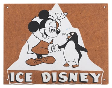 A Mickey Mouse Ice Disney Sign.