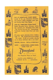 A 1956 Disneyland Ticket Book Flyer.