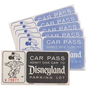 A Collection of Complimentary Disneyland Car Passes.