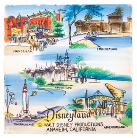 An Early Disneyland Hand-Painted Tile.