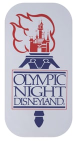 A Disneyland Olympic Night Sign.