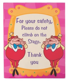 A Disneyland Tweedledum and Tweedledee Safety Sign.