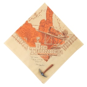 A Signed Big Thunder Mountain Railroad Opening Bandana and Mini Pickaxe.