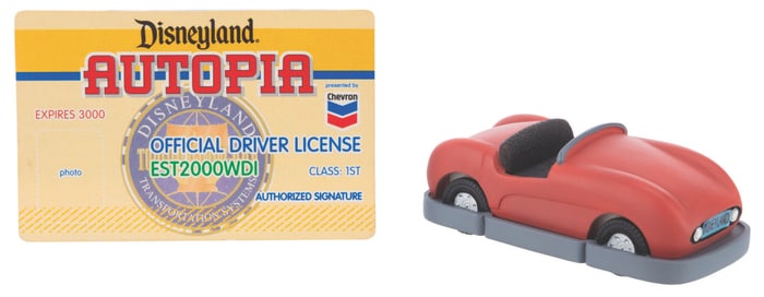 An Autopia Vehicle Trinket Box and Driver's License.