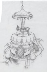 A "Charlie and the Chocolate Factory" Wonka Boat Concept Drawing.