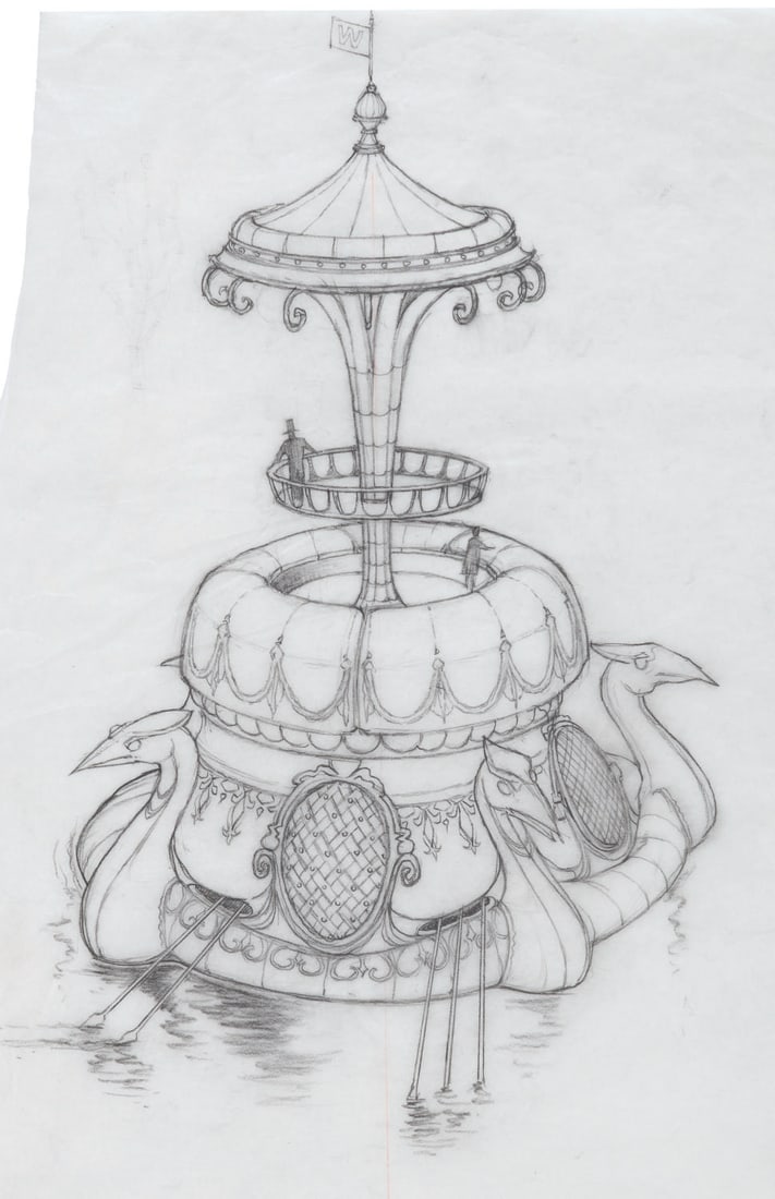 A "Charlie and the Chocolate Factory" Wonka Boat Concept Drawing. (1 of 3)