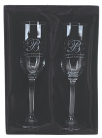 A 1994 Barbra Streisand Concert Champagne Flutes Set.