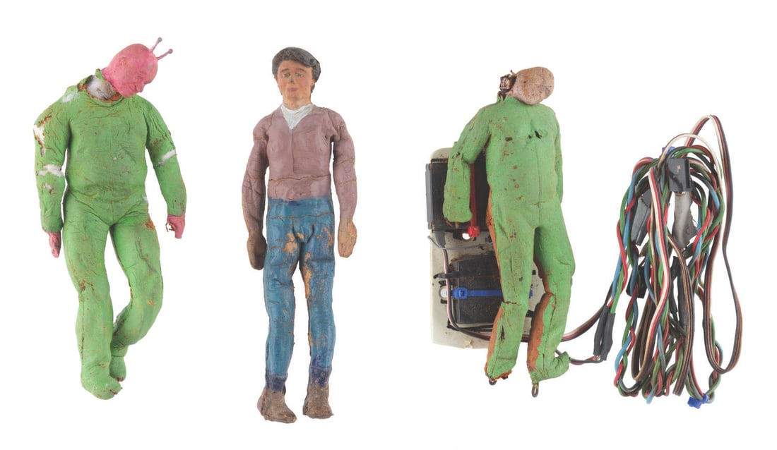 Three "Aliens for Breakfast" Stop-Motion Puppets.: (ABC, 1995) Three original stop-motion puppets from the television movie “Aliens for Breakfast” starring Sinbad, Ben Savage, and Shelley Duvall. Included are two puppets of Sinbad’s alien ch