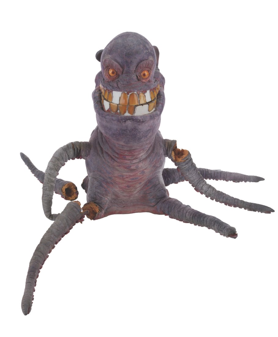 An "Aliens for Breakfast" Dorf Puppet.: (ABC, 1995) An original screen-used puppet of Dorf from the television movie "Aliens for Breakfast," starring Sinbad, Ben Savage, and Shelley Duvall. The villain, initially appearing as a human boy, r