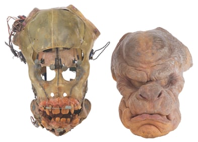 A Pair of "Skwids" Braggell the Mattress Troll Animatronic and Model Heads.